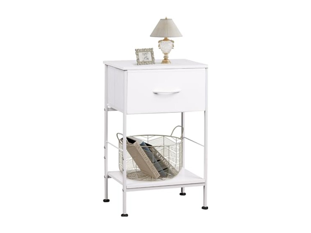 Small White Nightstand with Drawer