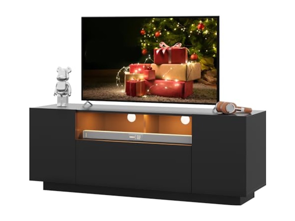 TV Stand with LED Lights & Large Storage Cabinet